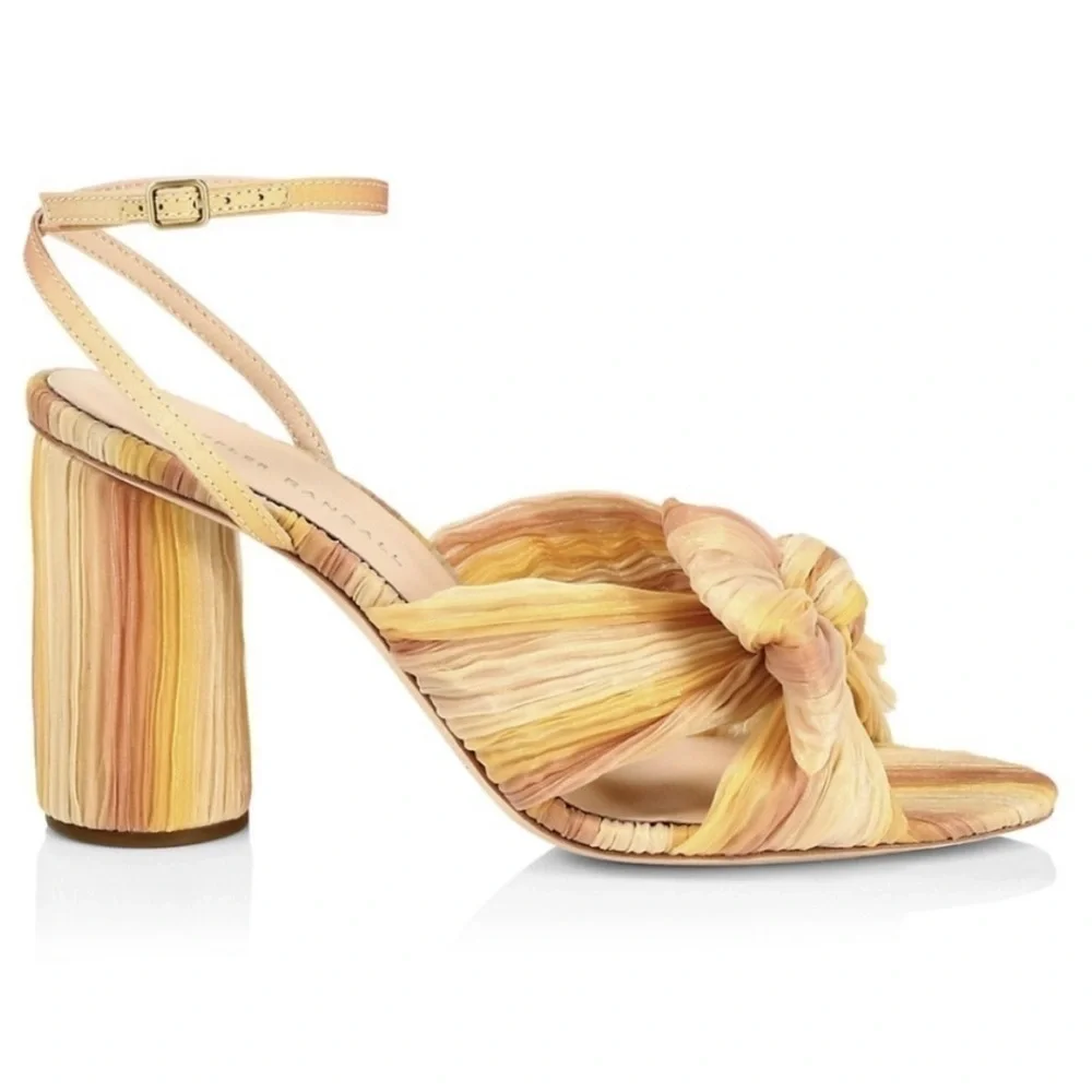 LOEFFLER RANDALL Camellia Sunset Bow Sandal Block Heel Peep Toe Pastel Sandal - Picture 2 of 13